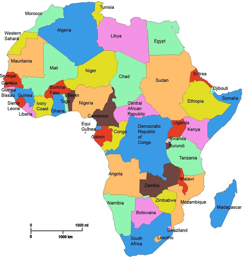 Map of Africa with Countries Labeled