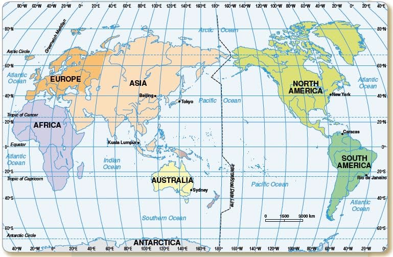 Blank World Map with Latitude and Longitude