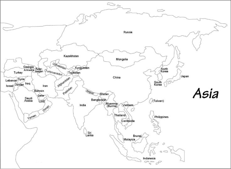 Blank Map of Asia Countries