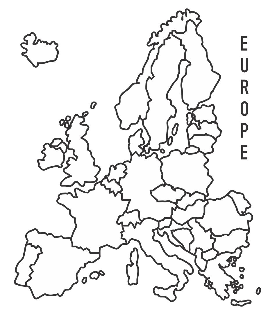 Printable Blank Map of Europe Countries Outline, PDF