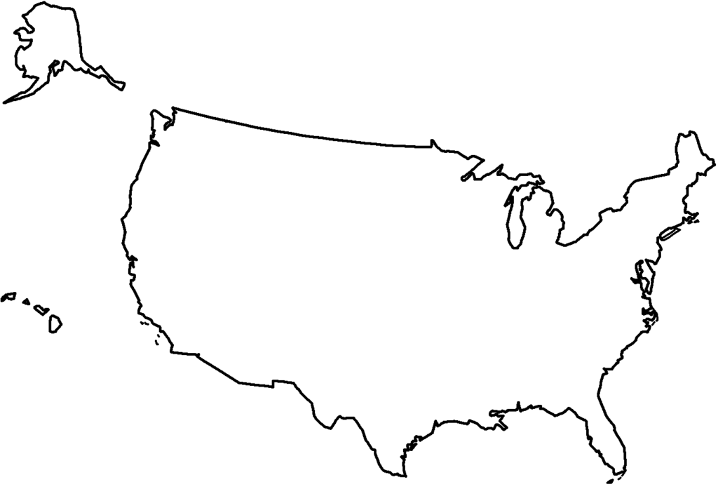 Printable Map of USA Blank