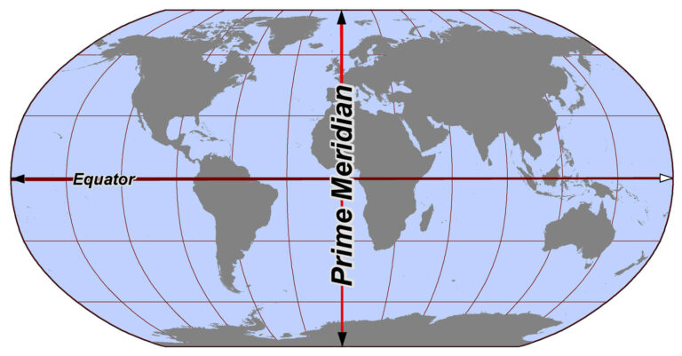 World Map With Equator And Prime Meridian