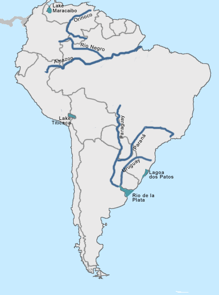 Map of South America Mountains and Rivers