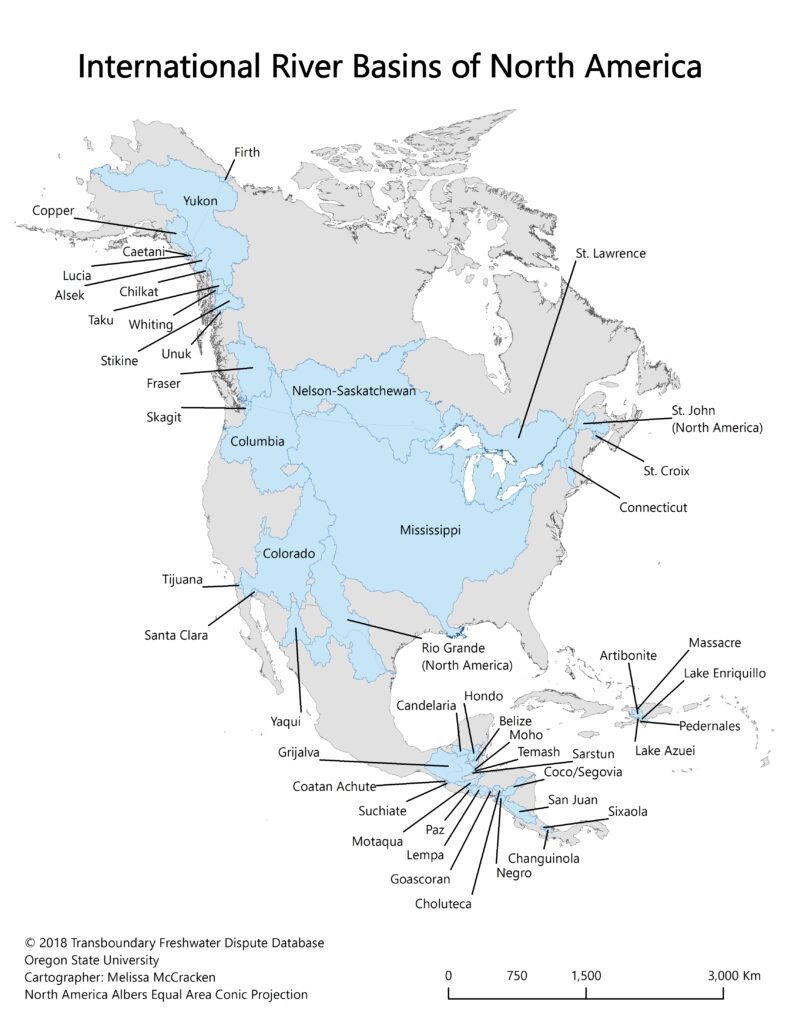 Labeled North America Rivers Map