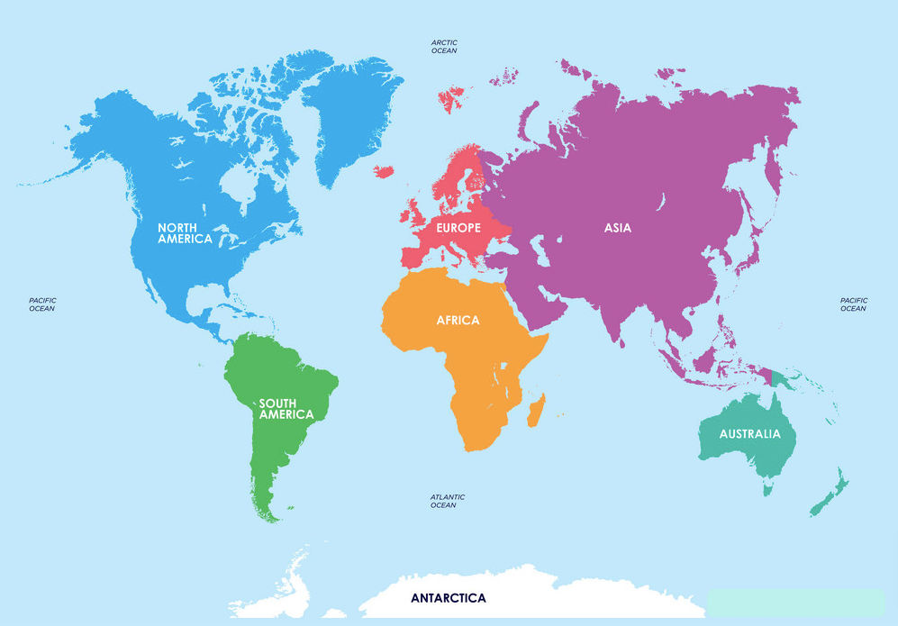 Printable World Map with Continents Labeled Blank Template