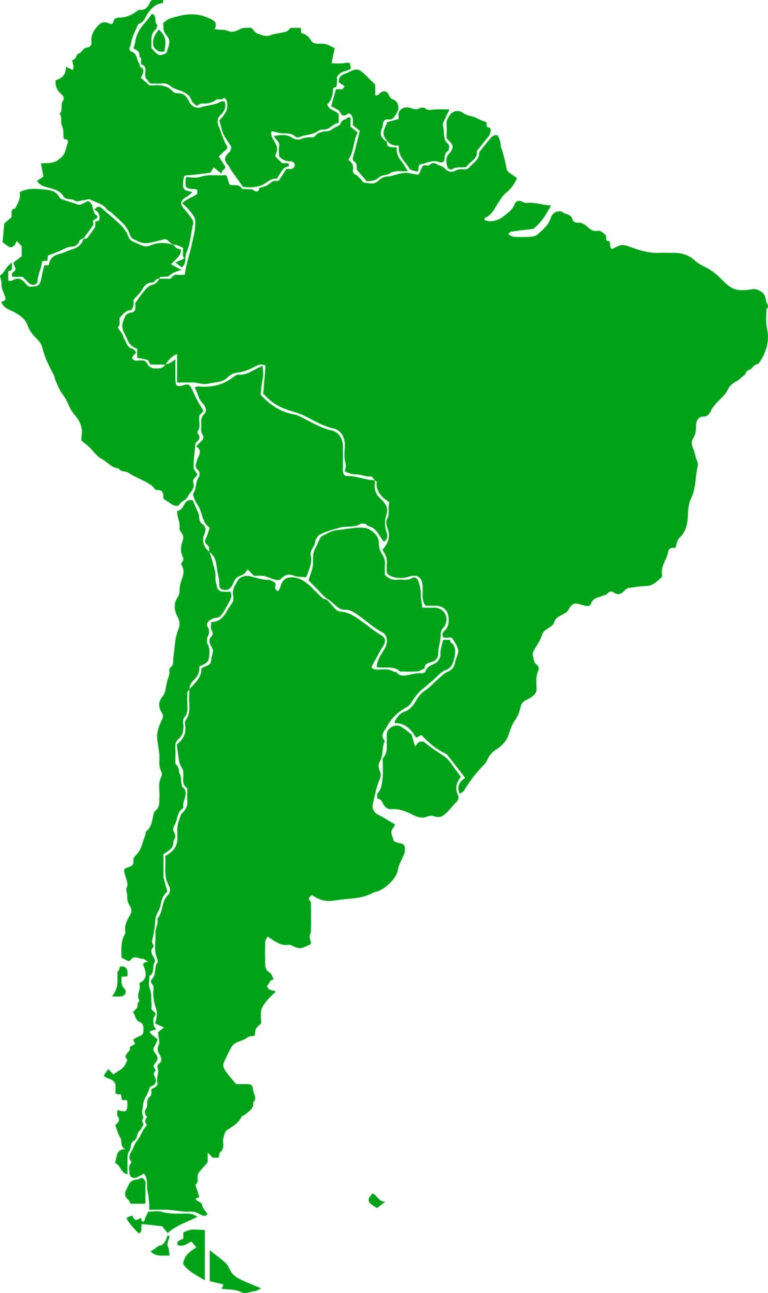 Blank Map Of South America Printable PDF   Green Colored Blank South America 1 768x1293 