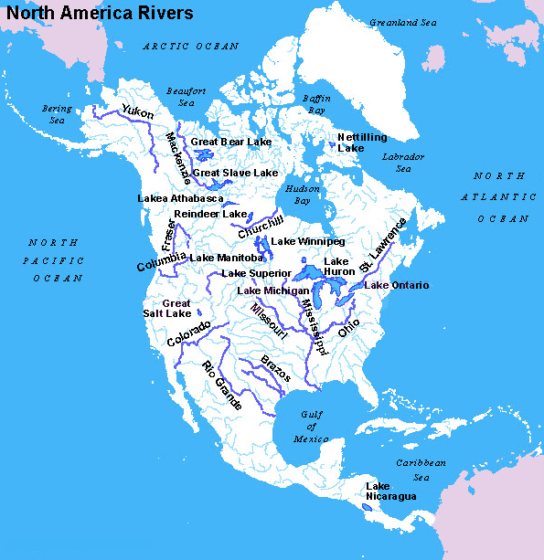 Rivers of North America Map