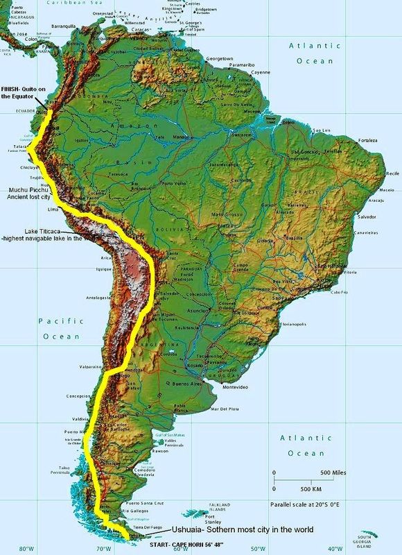Map of South America with Mountains