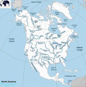 North America Rivers Map Map Of North America With Rivers North America River Map 298x300 