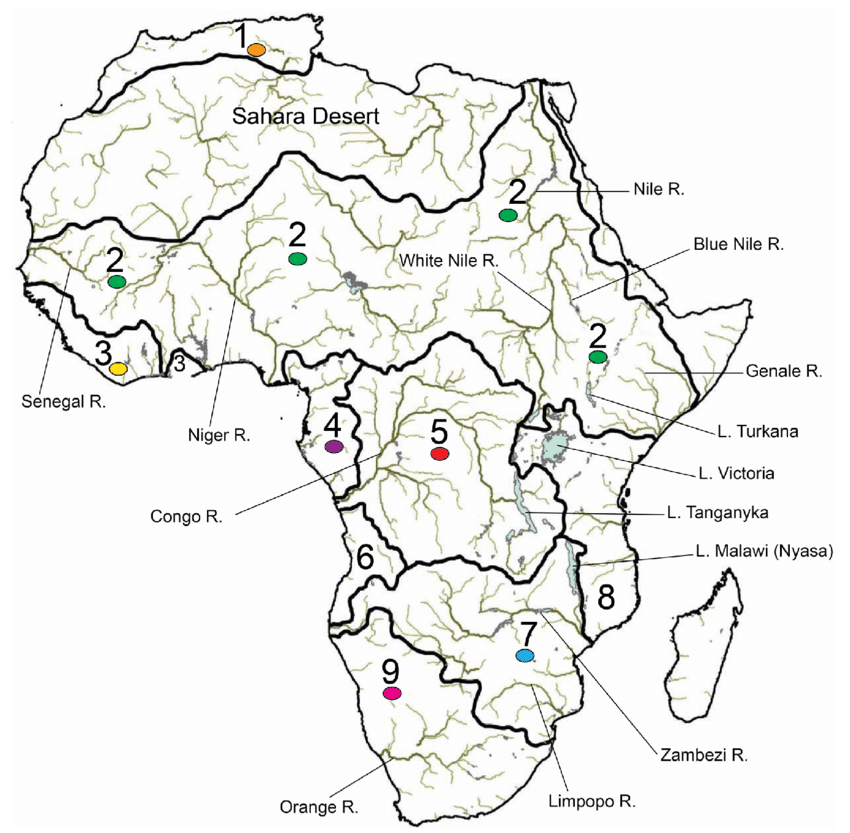 Map Of Africa With Rivers And Lakes Printable Pdf 6039