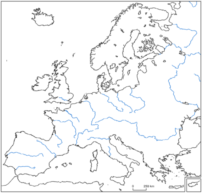 Rivers of Europe Map and Mountains