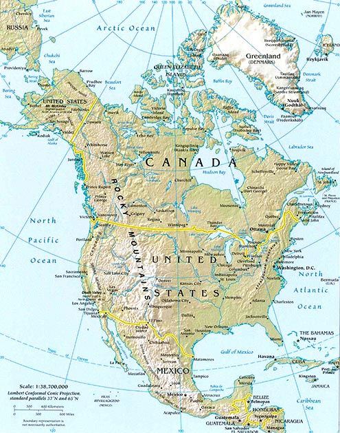 Mountain Ranges North America Map
