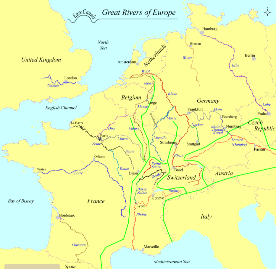 Map of European Rivers