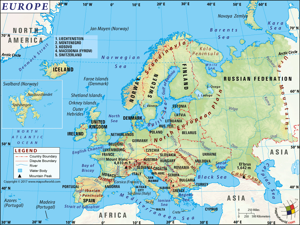 Mountain Range Map Of Europe 