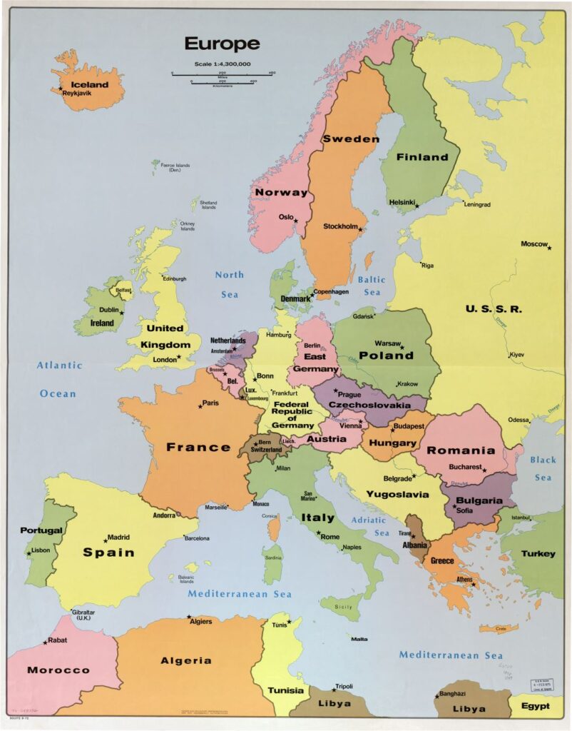 Labeled Map of Europe Map with Capitals