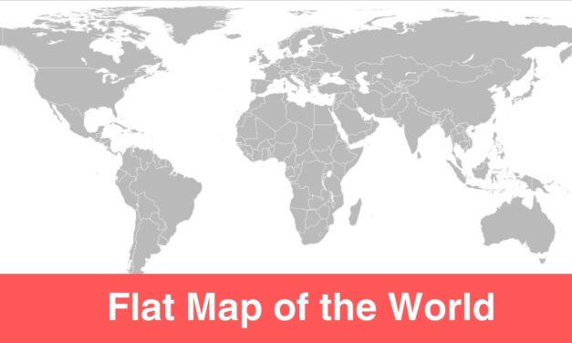 Flat Map of the World with Countries, Continents, Longitude, Latitude