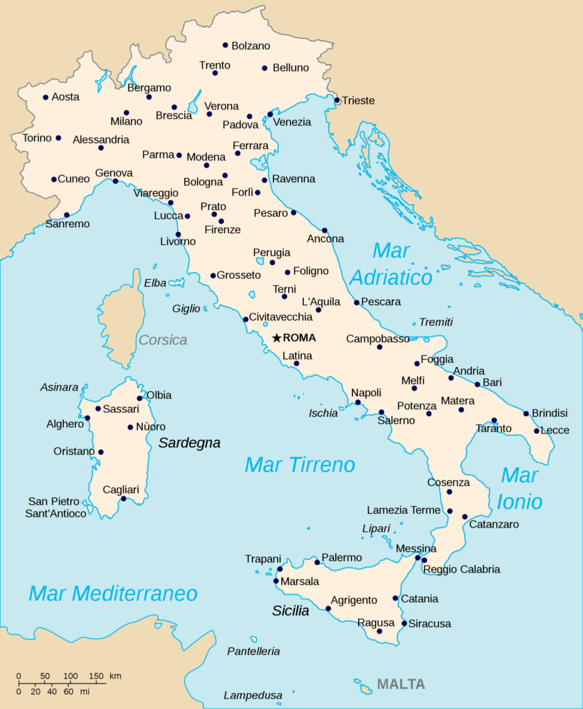 Labeled Map of Italy