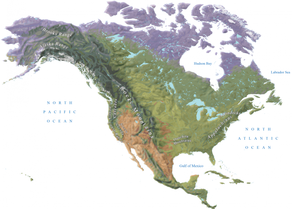 North America Map of Mountains