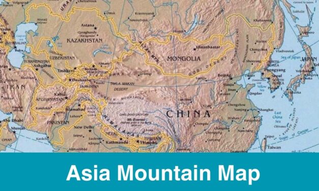 Asia Map of Mountains Range Printable PDF