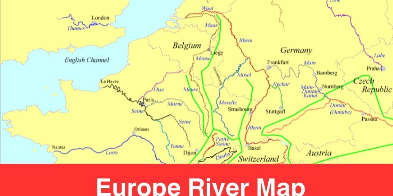 Rivers of Europe Map and Mountains