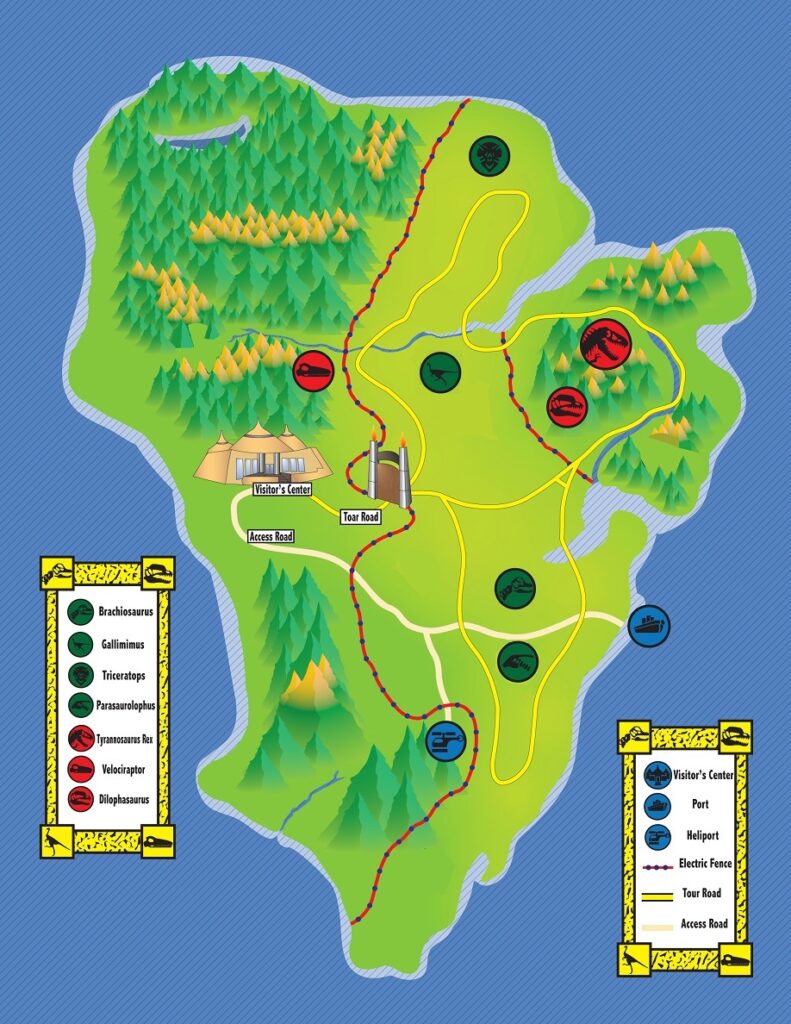 Printable Map of Jurassic World Park