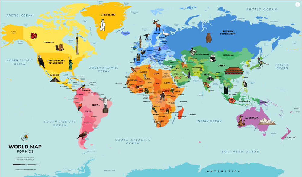 Printable World Map for Kids