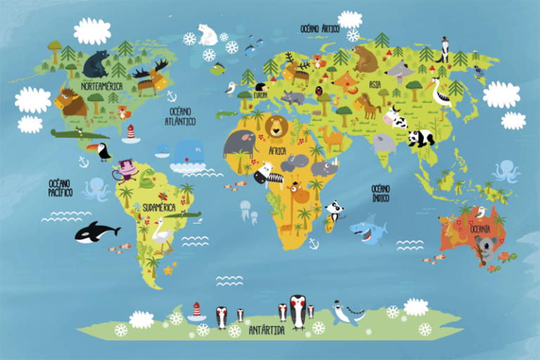 Map of the World for Kids Printable Interactive PDF