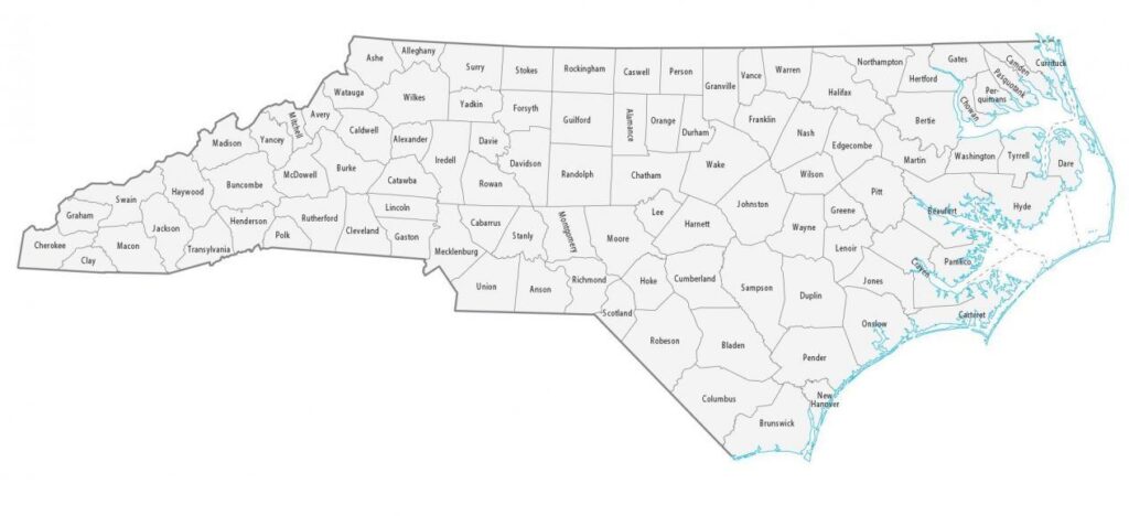 North Carolina Counties Map