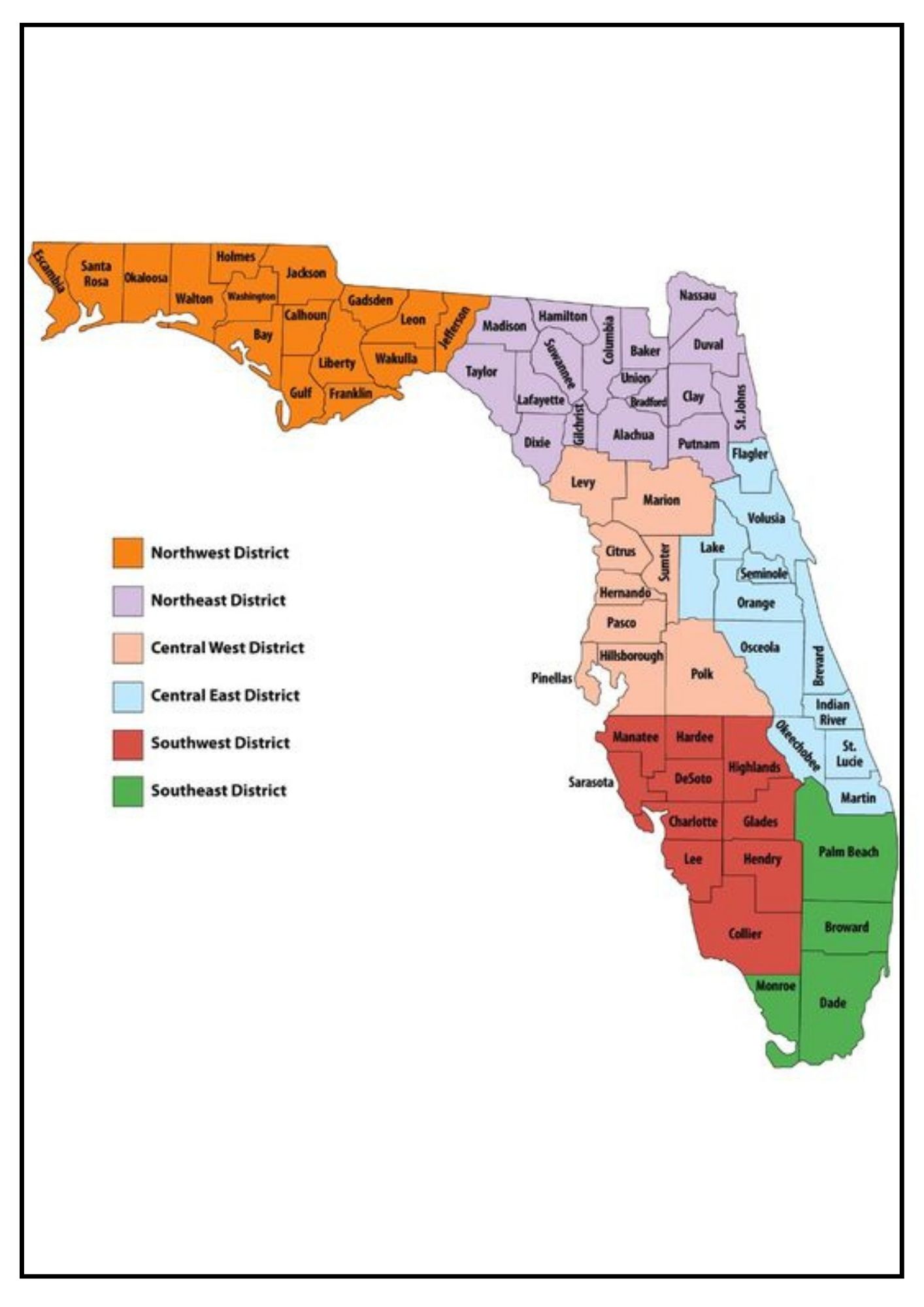 Florida County Map with Cities - Florida County Map 