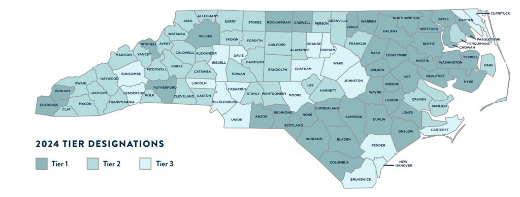 Counties in North Carolina Map