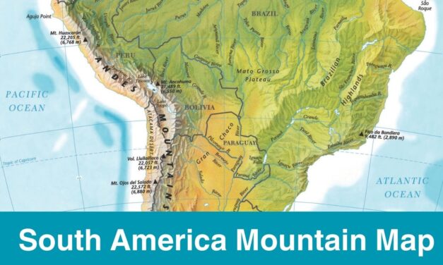 Map of South America Mountains Printable Labeled PDF