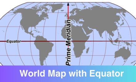 World Map with Equator and Prime Meridian