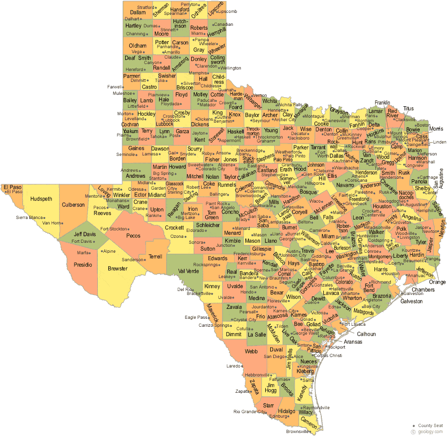 Texas county map