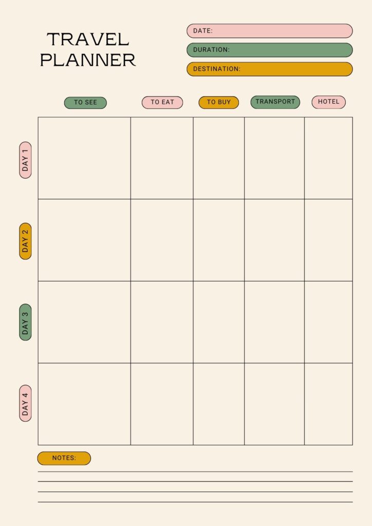 Printable Travel Planner